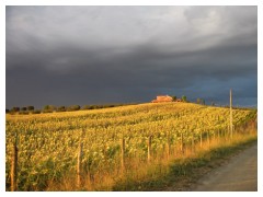 Cielo nero e raggi di sole durante un temporale